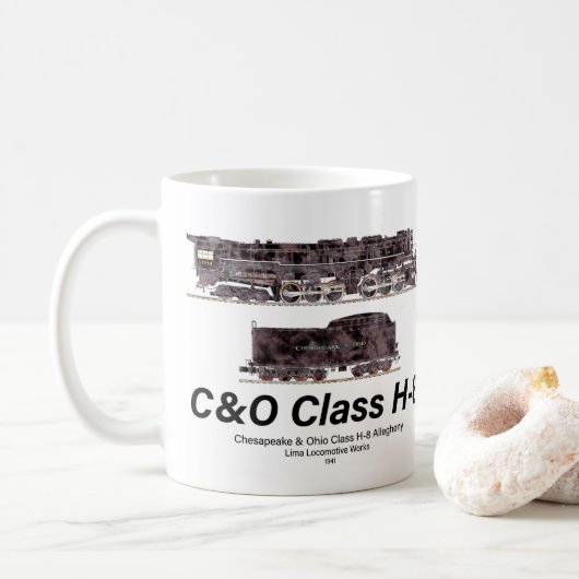 C&OクラスH-8アレゲーニー蒸気機関車サイレン コーヒーマグカップ (ドーナツ)