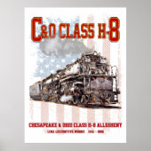 C&O Class H-8 Allegheny Locomotive - American flag ポスター (正面)