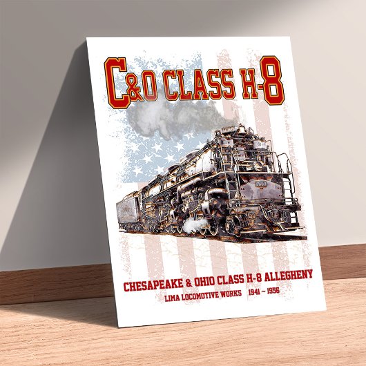 C&O Class H-8 Allegheny Locomotive - American flag ポスター
