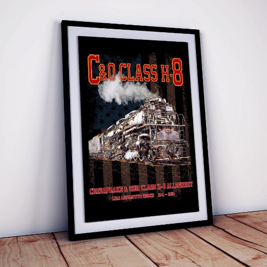 C&O Class H-8 Allegheny Locomotive - American flag ポスター