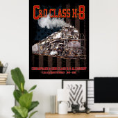 C&O Class H-8 Allegheny Locomotive - American flag ポスター (ホームオフィス)