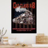 C&O Class H-8 Allegheny Locomotive - American flag ポスター (キッチン)