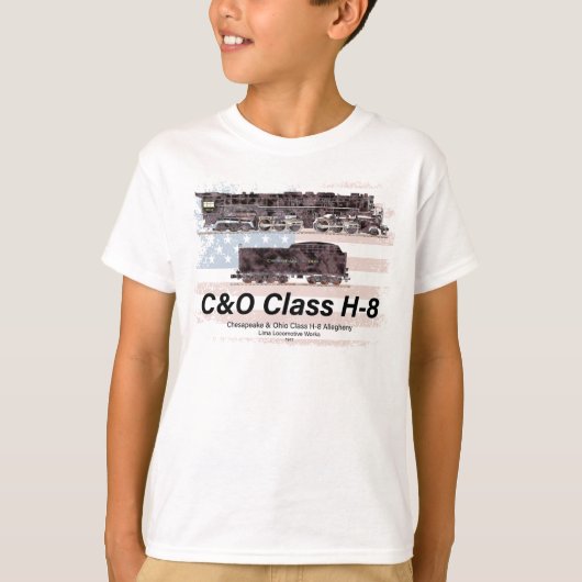 C&O Class H-8 Allegheny Locomotive - American flag Tシャツ (正面)