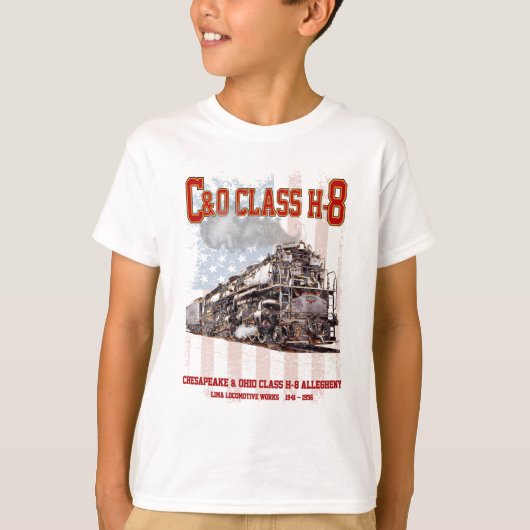 C&O Class H-8 Allegheny Locomotive - American flag Tシャツ (正面)