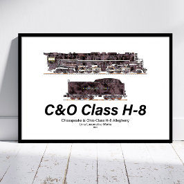 C&O Class H-8 Allegheny Steam Locomotive Profile ポスター