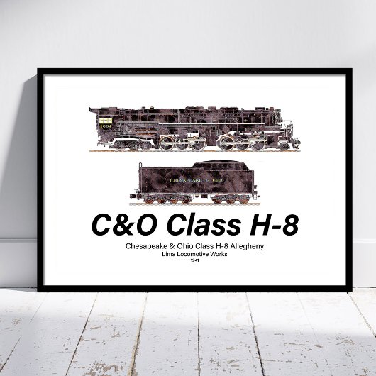 C&O Class H-8 Allegheny Steam Locomotive Profile ポスター