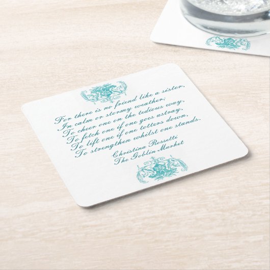 C RosettiのBlueのSisters詩 スクエアペーパーコースター (アングル)