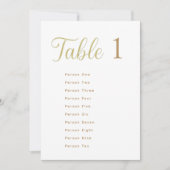 Cِustom Elegant Gold Table Number 1 Seating Chart 招待状 (正面)