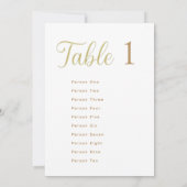 Cِustom Elegant Gold Table Number 1 Seating Chart 招待状 (裏面)