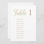 Cِustom Elegant Gold Table Number 1 Seating Chart 招待状 (正面/裏面)
