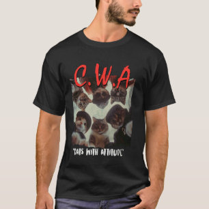 C.W.A Cats with Attitudes ギャングスターラップ ヒップホップ 猫 Tシャツ