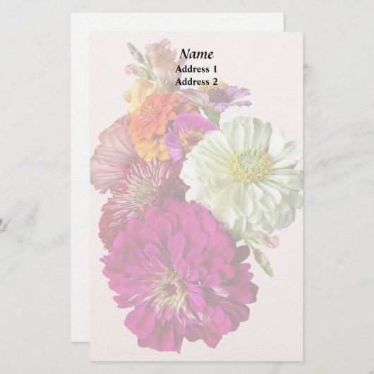 c_ZinniaMixedColorsZinniaブーケ混合結婚のPr 便箋 (正面/裏面)