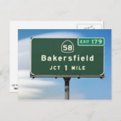 CAハイウェイ58ベーカーズフィールドジャンクション ポストカード (正面/裏面)