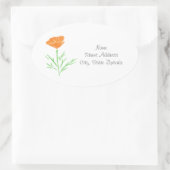 CA水彩ポピーラベル 楕円形シール (バッグ)