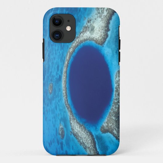CA, ベリーズ。ブルーホールの航空写真 (直径 Case-Mate iPhoneケース (裏面)