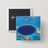 CA、ベリーズ。青い穴（直径）の上空表示 缶バッジ (正面&裏面)