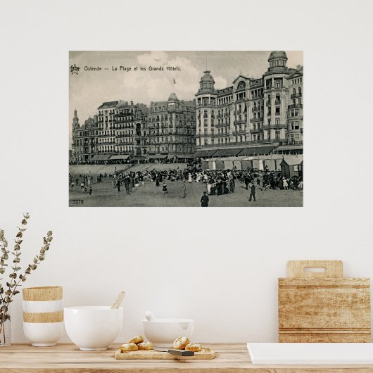 ca 1900 Ostend Beach and Grands Hotels ポスター (キッチン)