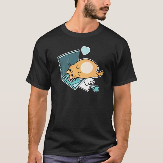 Ca Cute Laptop Cat Tシャツ (正面)