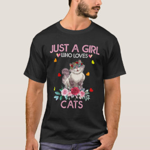 Ca For Women Girls Kids Just a Girl Who Love Cats Tシャツ