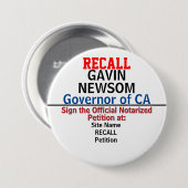 CA Gov. Gavin Newsomまたは任意の州の呼び出し 缶バッジ (正面&裏面)