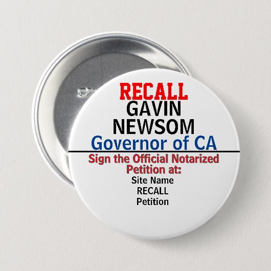 CA Gov. Gavin Newsomまたは任意の州の呼び出し 缶バッジ (正面&裏面)