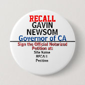 CA Gov. Gavin Newsomまたは任意の州の呼び出し 缶バッジ (正面)
