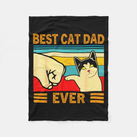Ca Men Best Cat Dad Ever Funny Cat Lover Gift  フリースブランケット (正面)