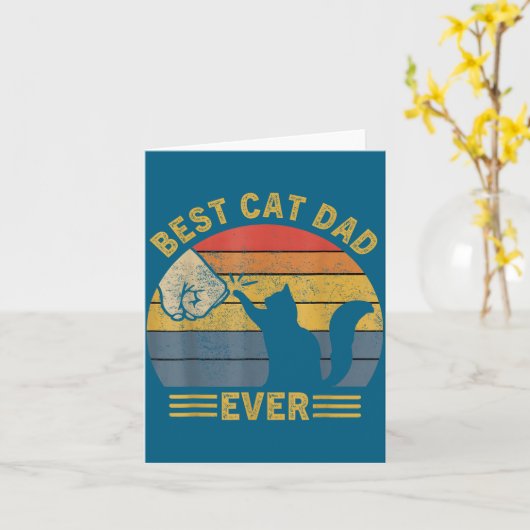 Ca Men Cat Dad Ever Funny Cat Lover Gift  カード (黄色い花)
