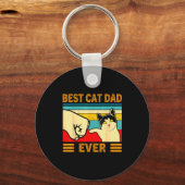 Ca Men Cat Dad Ever Funny Cat Lover Gift  キーホルダー (正面)