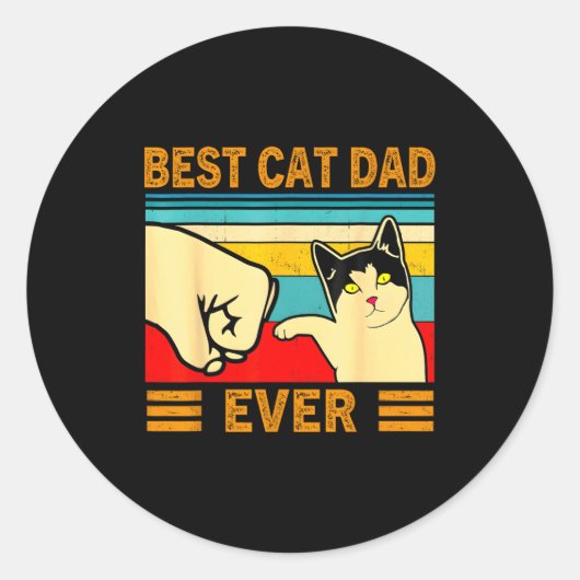 Ca Men Cat Dad Ever Funny Cat Lover Gift  ラウンドシール (正面)