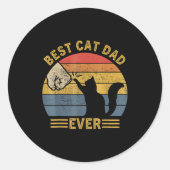 Ca Men Cat Dad Ever Funny Cat Lover Gift  ラウンドシール (正面)
