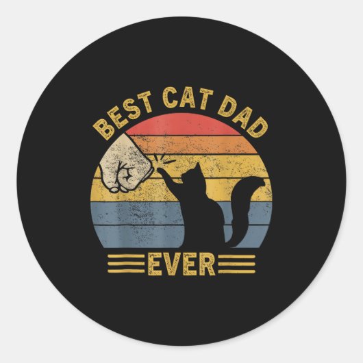 Ca Men Cat Dad Ever Funny Cat Lover Gift ラウンドシール (正面)