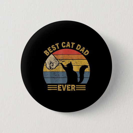 Ca Men Cat Dad Ever Funny Cat Lover Gift  缶バッジ (正面)
