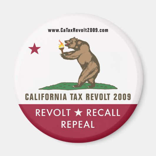 CA Tax Revolt 2009フラグマグネット マグネット (正面)