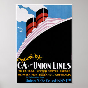 CA & Union Lines -ヴィンテージ出荷広告 ポスター