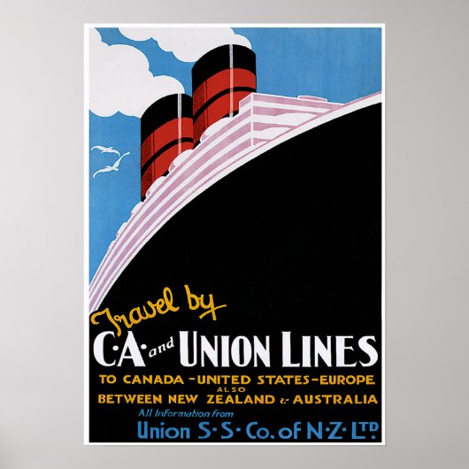 CA & Union Lines -ヴィンテージ出荷広告 ポスター (正面)