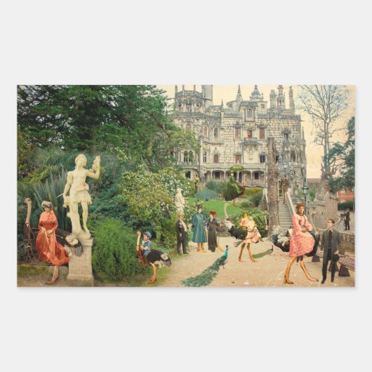 Cabalgando avestruces en A Regaleira (Portugal) 長方形シール (正面)