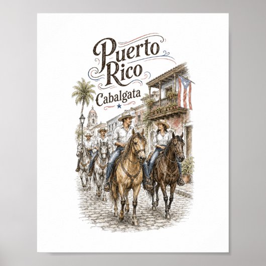 Cabalgata Puerto Rico Horseback Riding 8x10 ポスター (正面)