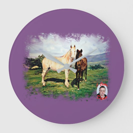 Caballos/Cabalos/Horses ラージ壁時計 (正面)