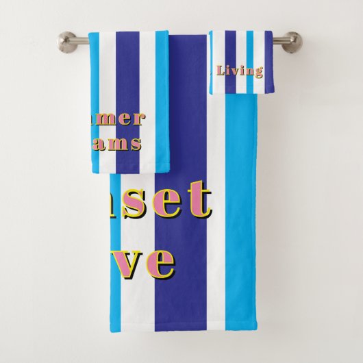 Cabana Beach Yellow Blue Stripes バスタオルセット (インサイチュ)