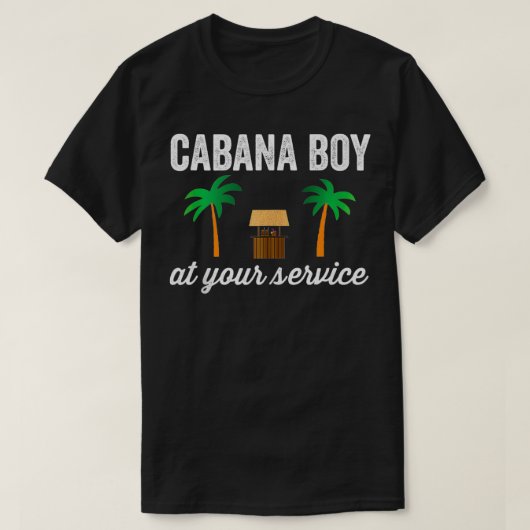 Cabana Boy At Your Service おもしろい Bartender Server Tシャツ (デザイン正面)