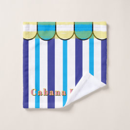 Cabana Scalloped Blue White Yellow Stripes バスタオルセット
