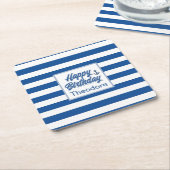 Cabana Stripe Anchor Birthday Coaster スクエアペーパーコースター (アングル)