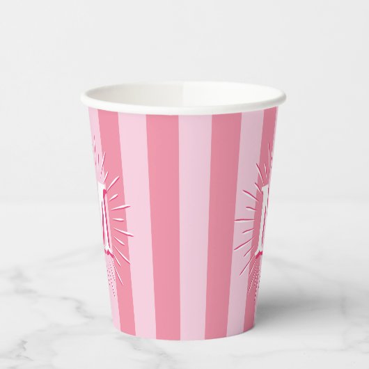 Cabana Stripes in Pink Personalized 紙コップ (左)