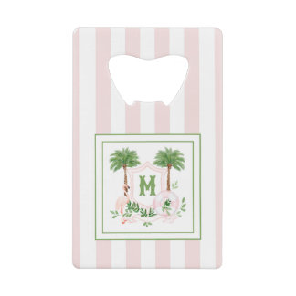 Cabana Stripes Palm Beach Monogram Crest クレジットカード栓抜き