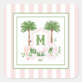 Cabana Stripes Palm Beach Monogram Crest スクエアシール (正面)