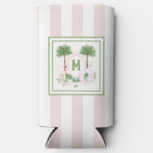 Cabana Stripes Palm Beach Monogram Crest スリム缶クーラー (正面)