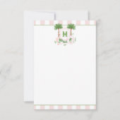 Cabana Stripes Palm Beach Monogram Crest ノートカード (正面)