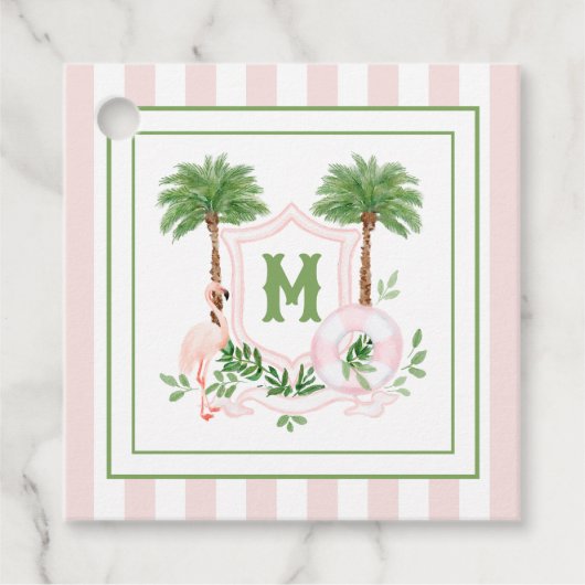 Cabana Stripes Palm Beach Monogram Crest フェイバータグ (正面)