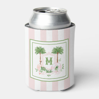 Cabana Stripes Palm Beach Monogram Crest 缶クーラー